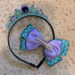 Little Mermaid Ariel Crown & Bow Bundle